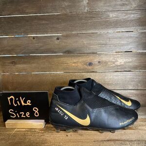 Mens Nike iD Phantom VSN Pro DF FG Black Soccer Cleats Shoes Size 8‎ M GUC